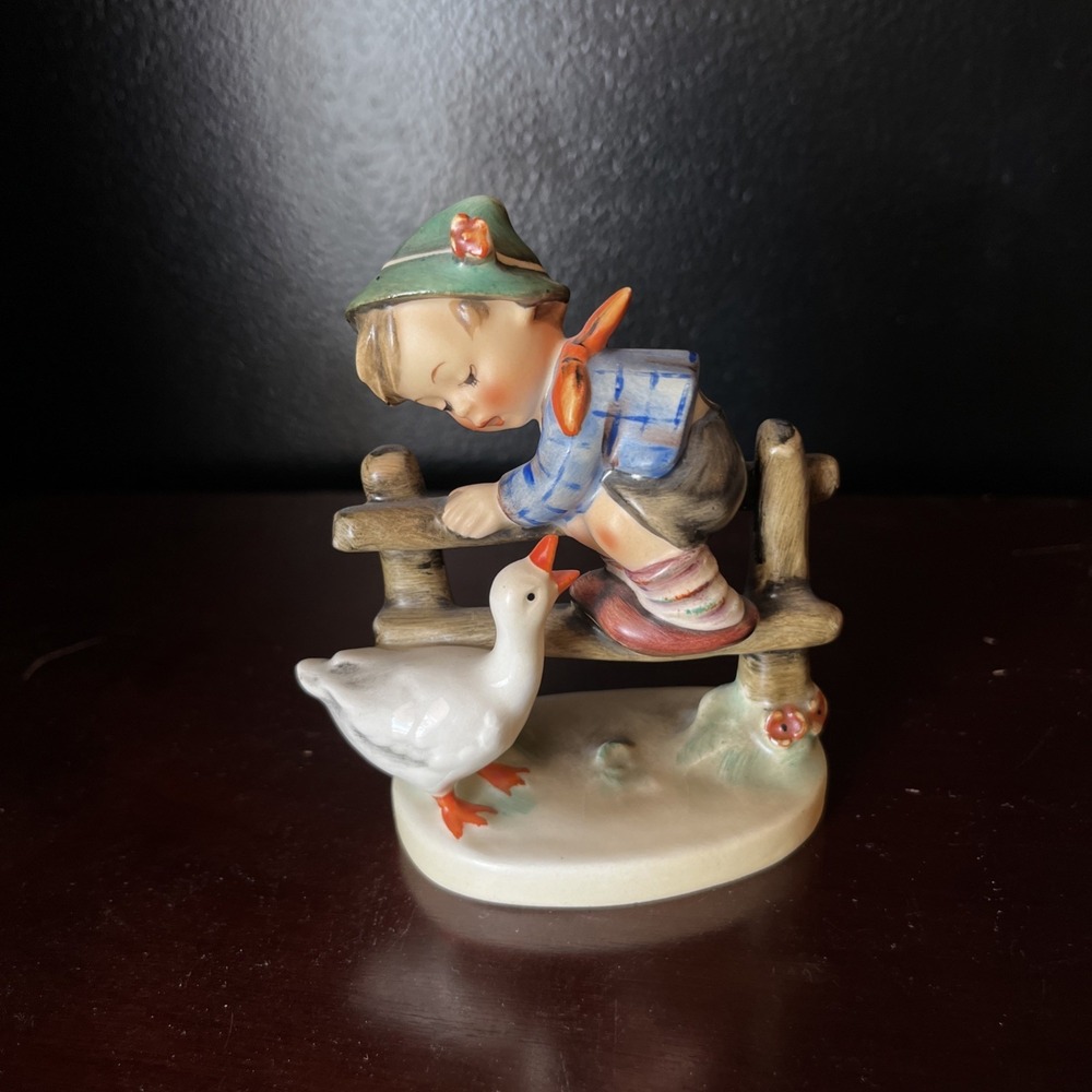 Hummel Barnyard Hero Boy Goose Fence 195 2/0 W Germany Vintage Goebel 1948